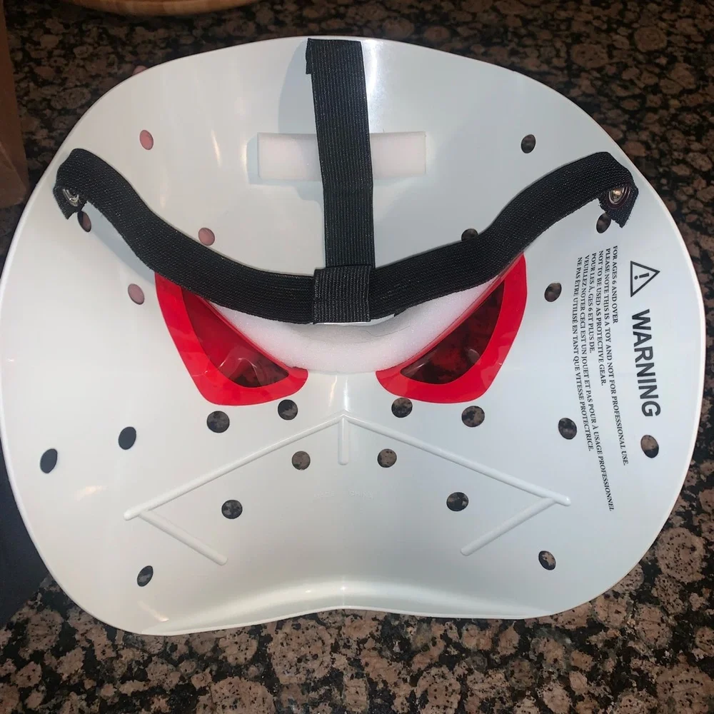 White Hockey Mask with Red Accents